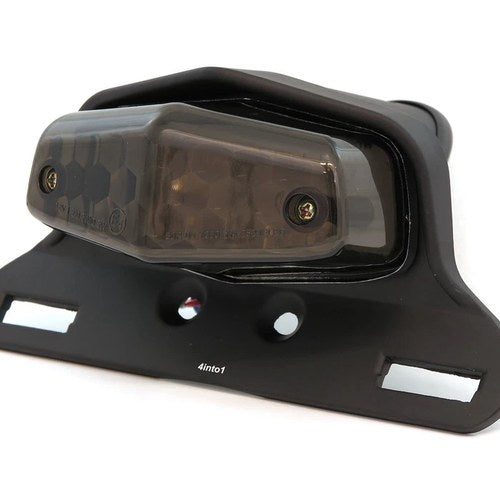 Lucas Style LED Motorcycle Tail Light Assembly - Matte Black w/ Smoke Lens
