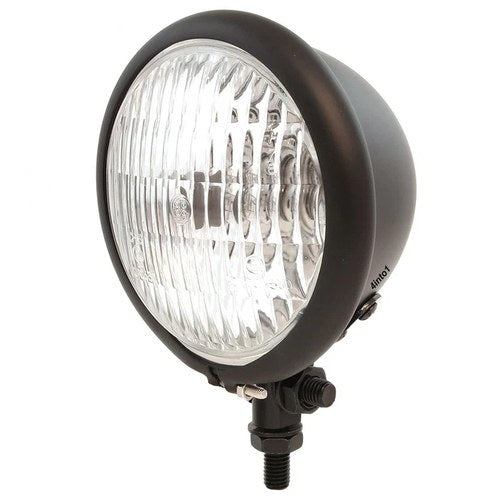 4.5" 4 1/2" Bottom Mount Halogen Motorcycle Headlight Matte Black w/ Clear Lens