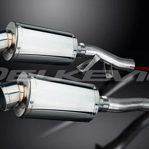 Delkevic 9" Stainless Oval Mufflers - Kawasaki Concours ZG1000 1986-2006 Exhaust