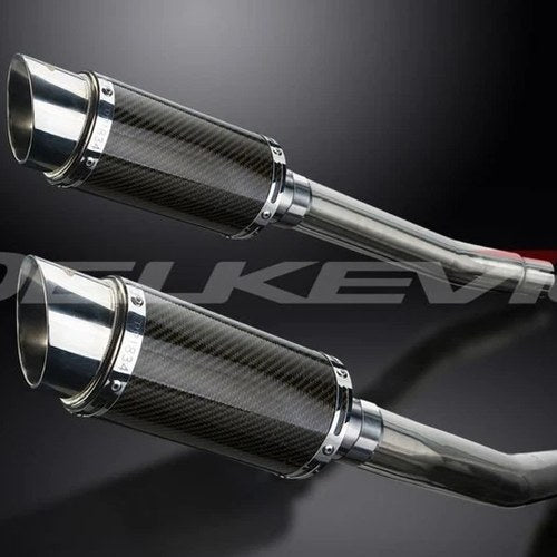 Delkevic 8" Carbon Round Mufflers - Suzuki Hayabusa GSX1300R 2008-2017 Exhaust