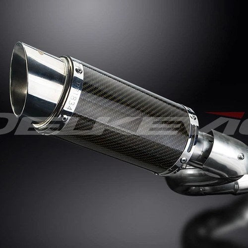 Delkevic 8" Mini Carbon Fiber Round Muffler - Aprilia Tuono V4 R - 11-13 Exhaust