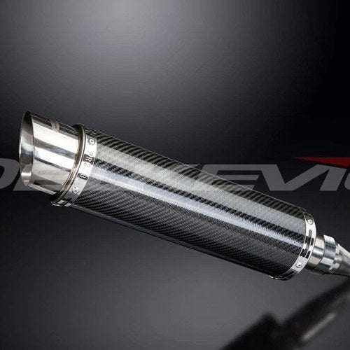 Delkevic 14" Carbon Fiber Round Muffler - Kymco Downtown 300i - 11-16 Exhaust
