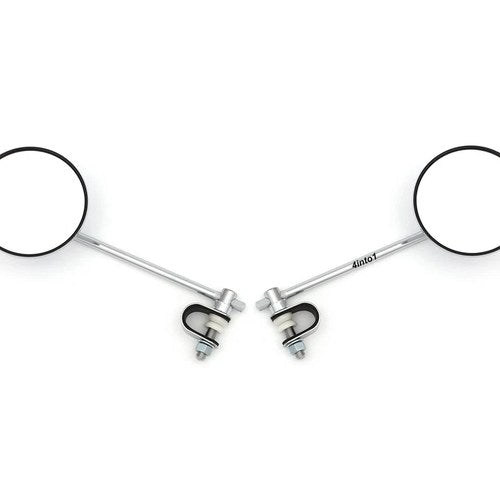 Set of 2 Universal Chrome 4" Clamp-On Mirrors - 8" Long Stem - Kawasaki 7/8" 1"
