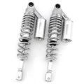 Silver & Chrome Remote Reservoir Rear Air Shocks - 350mm - 360mm 14" Honda
