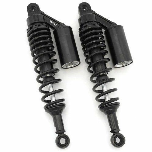 Black Remote Reservoir Shocks - Eye To Eye - 340mm 350mm for Suzuki Motorcycles