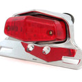 Lucas Style LED Motorcycle Tail Light Assembly - Chrome w/ Red Lens