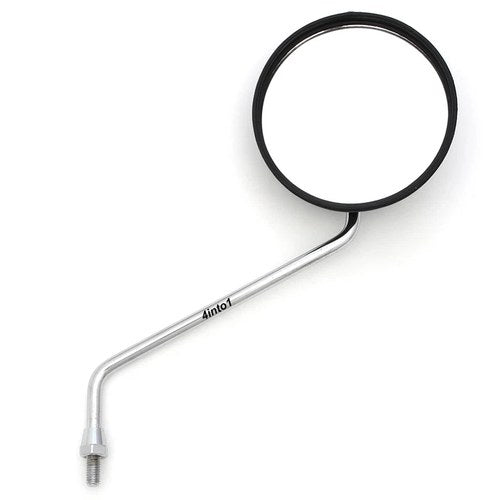 Universal Round 4" Motorcycle Mirror - 8mm - Chrome / Black - Fits L or R
