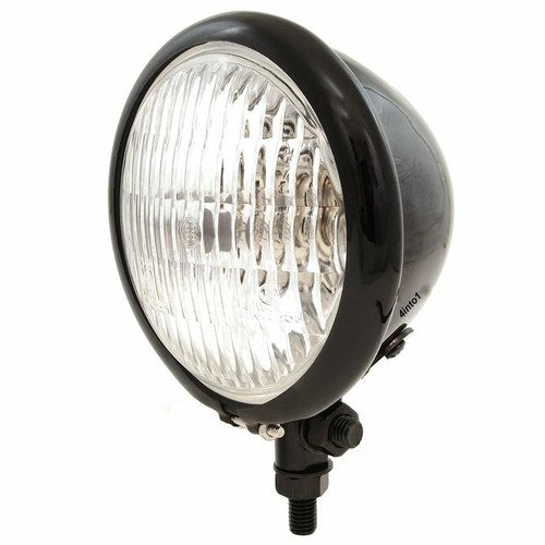 4.5" 4 1/2" Bottom Mount Halogen Motorcycle Headlight Gloss Black w/ Clear Lens