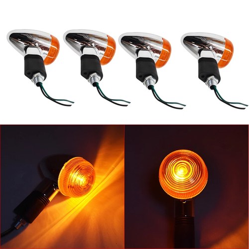4x Chrome Motorcycle Turn Signal Blinker Indicator Light for Honda Suzuki Yamaha