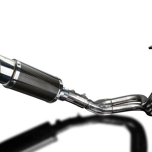 Delkevic 2-1 Exhaust System 8" Carbon Round Muffler Kawasaki Ninja 650 - 06-11
