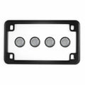 Matte Black License Plate Frame w/ 4 Clear Reflector Bolts Set