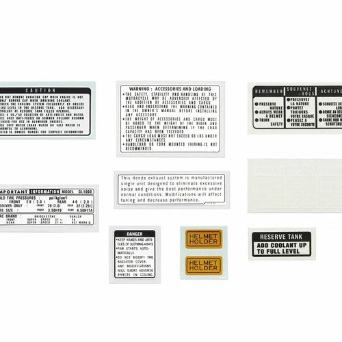 Warning and Service Label Set - Honda GL1000 Gold Wing - 1975-1977