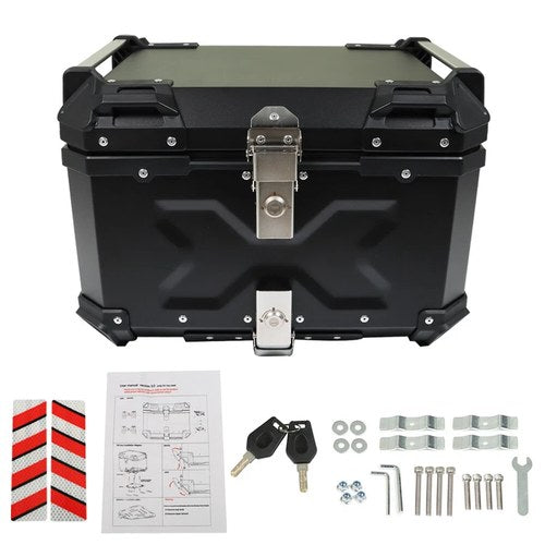 55L Motorcycle Top Case Tail Box Waterproof Luggage Scooter Trunk Storage Black