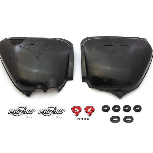 Complete Side Cover Kit w/ Red Honda Wing Emblems - Honda CB750K - 1971-1972