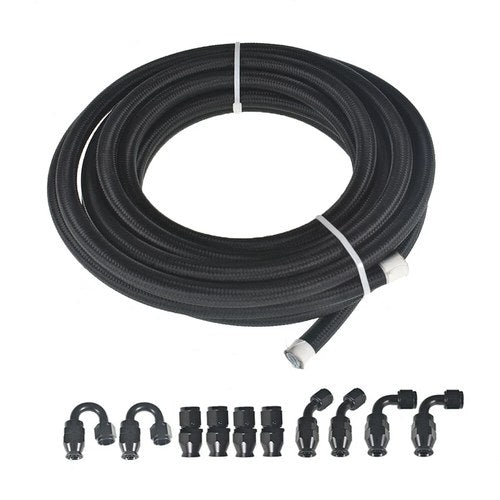 Labwork Black 6AN Swivel Hose End Fitting Kit 20FT Braided Fuel Hose Line