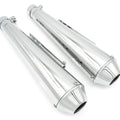 2 Pack 17" Chrome Reverse Cone Megaphone Cafe Shorty Muffler 1.5"-1.75" ID Inlet