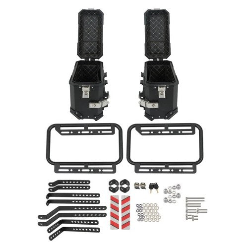 36L Aluminum Side Case Hard Saddlebags Motorcycle Tour Trunk & Mounting Bracket