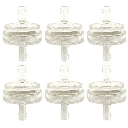 6 Pack Clear Fuel Filters - Disc - 1/8" - 3/16" In Line ATV Motorcycle