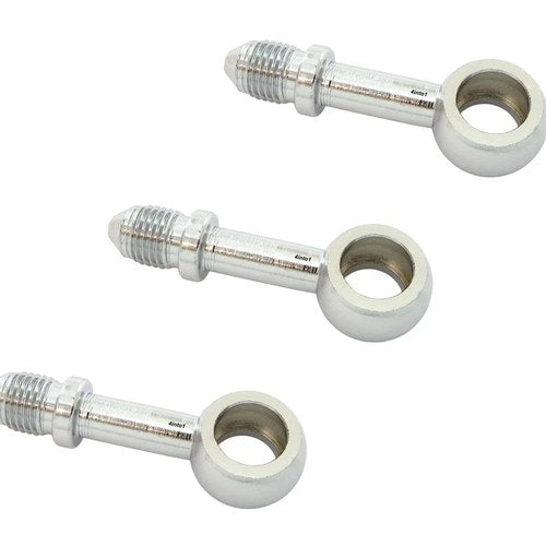 3 Pack Straight Chrome Banjo Brake Line Fittings Size #3 Fits 10mm or 3/8" bolt