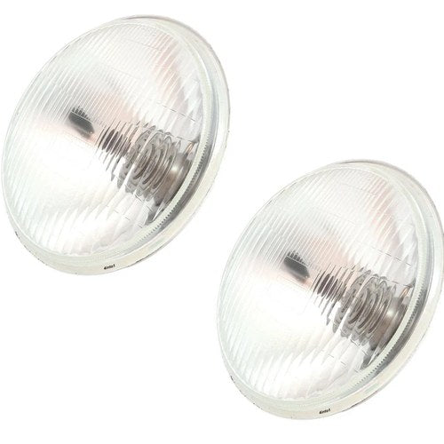 2 pack 6.5" Halogen Headlight H4 Bulb 12V 60/55W Clear Round Glass 6 1/2 Inch