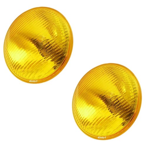 2 Pack 7" Halogen Headlight H4 Bulb 12V 60/55W Amber Round 7 Inch Retro