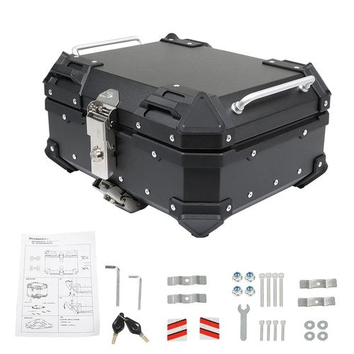 22L Motorcycle Aluminum Trunk Rear Top Case Luggage Tour Tail Tool Box Lock