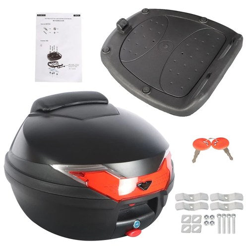 32L Motorcycle Trunk Scooter Box Rear Storage Kit Luggage Top Lock US