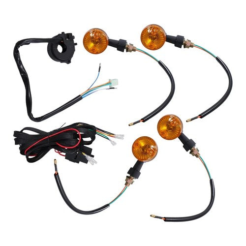 4xMotorcycle Turn Signals Universal Indicator Wiring Loom Harness Relay Kit