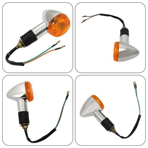 4x Amber Chrome For Honda Front Rear Turn Signal Indicator Light Blinker