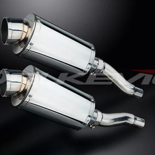 Delkevic 9" Stainless Oval Mufflers - Kawasaki EX500 Ninja 1987-2009 Exhaust