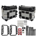 36L Motorcycle Silver Hard Side Saddlebag Box Trunk Tour W/Support Racks New