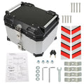 45L Motorcycle Top Case Lock Trunk Luggage Tour Tail Box Storage SilverAluminum