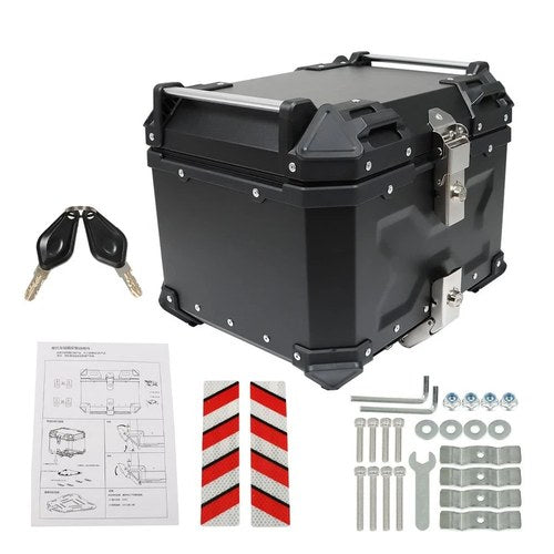 45L Aluminum Motorcycle Trunk Tour Tail Box Luggage Storage Top Case US