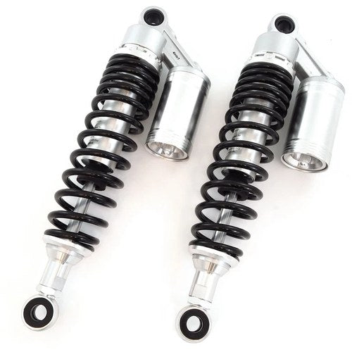 Silver & Black Remote Reservoir Motorcycle Shocks - Eye To Eye - 340mm 350mm