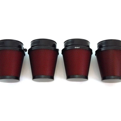 4 Pack Universal Black Red High Flow Air Filter Pod 54mm Motorcycle Scooter ATV