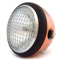 6.5" Side Mount H4 Halogen Motorcycle Headlight w/ Grill - Bronze Black Chrome