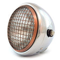 6.5" Side Mount H4 Halogen Motorcycle Headlight w/ Grill - Chrome Bronze