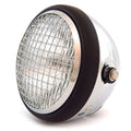6.5" Side Mount H4 Halogen Motorcycle Headlight w/ Grill - Chrome Matte Black