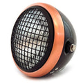 6.5" H4 Halogen Motorcycle Headlight w/ Grill - Gloss Black Bronze Matte Black