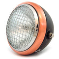 6.5" Side Mount H4 Halogen Motorcycle Headlight w Grill - Black Bronze Chrome