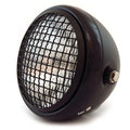 6.5" H4 Halogen Motorcycle Headlight w/ Grill - Matte Black Gloss Black