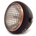 6.5" Side Mount H4 Halogen Motorcycle Headlight w/ Grill - Matte Black Bronze