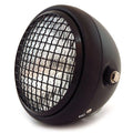 6.5" Side Mount H4 Halogen Motorcycle Headlight w/ Grill Matte Black Gloss Black