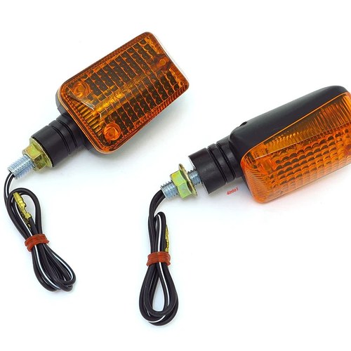 Mini Black Rectangular Turn Signals - Amber Lens - Single Filament - 60-1371