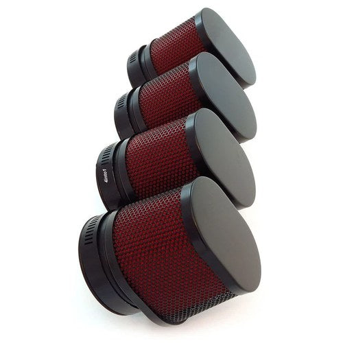 4 Pack Black Red High Flow Oval Air Filter Pod 54mm Motorcycle Scooter Moped ATV