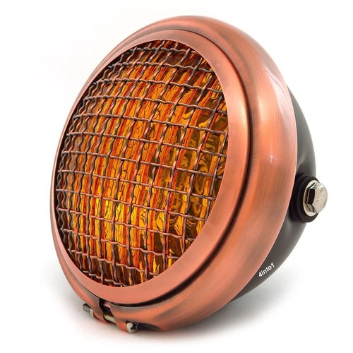 5.75" Halogen Motorcycle Headlight w/ Grill - Matte Black - Bronze - Amber