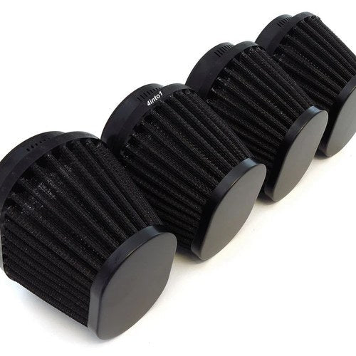 4 Pack Motorcycle Performance Tapered Oval Pod Air Filter Intake 54mm ID Black