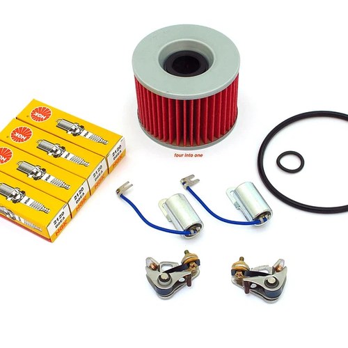Tune Up Kit - Oil Filter Spark Plugs Points & Condensers - Honda - CB350F CB400F