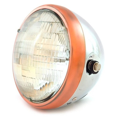 7" Side Mount Motorcycle H4 Halogen Headlight - Chrome - Bronze - Clear