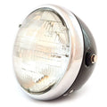 7" Custom Side Mount Motorcycle Headlight H4 Halogen Gloss Black Chrome - Clear